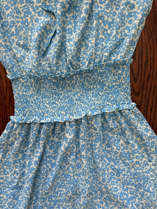 ☮️☮️ SIENNA SKY Blue Floral Tie-Neck Midi Dress - Picture 4 of 5